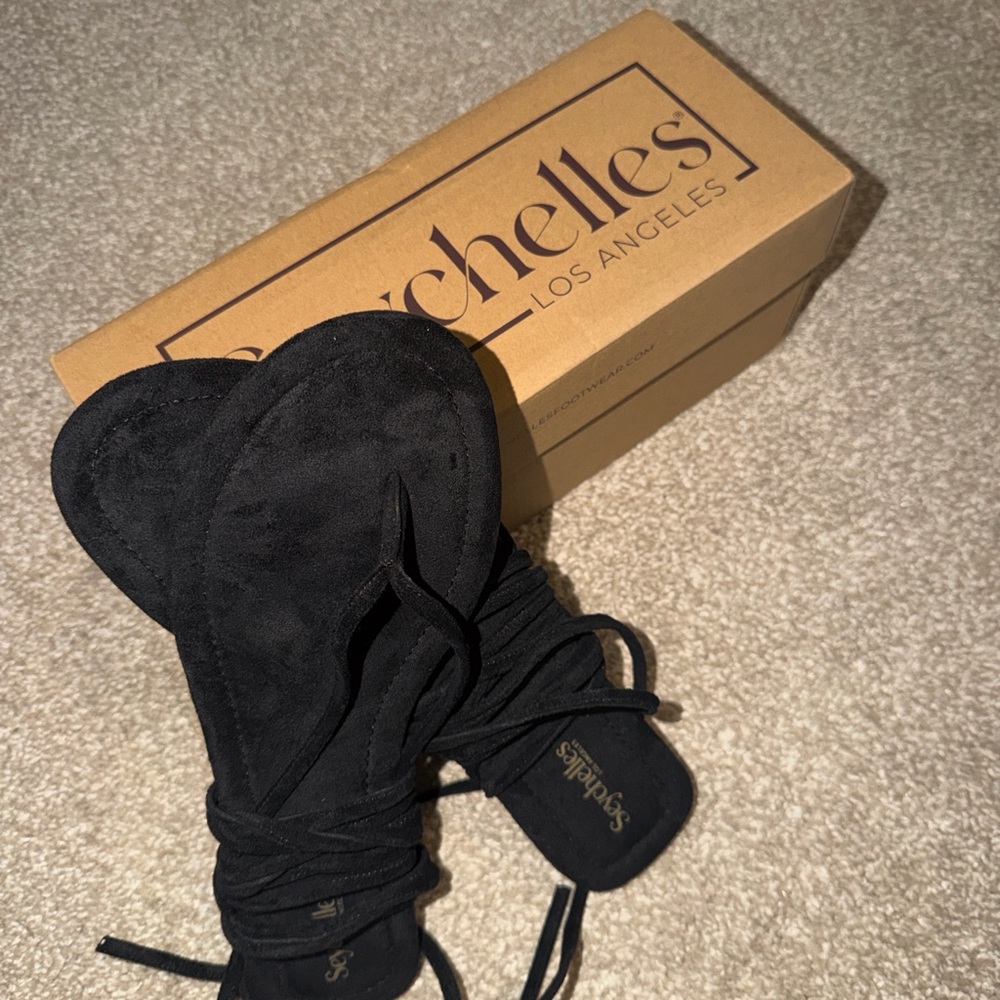Seychelles Black Suede Lace-Up Sandals